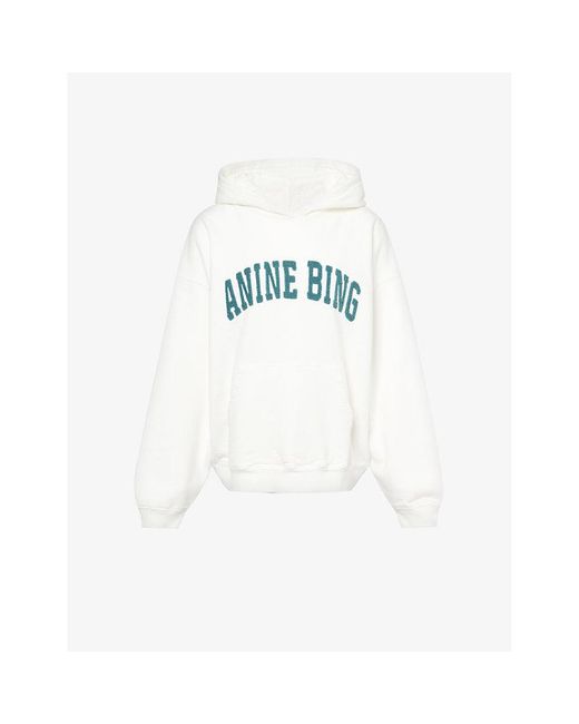 Anine Bing White Harvey Logo-print Cotton-jersey Hoody