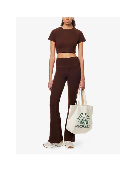 Gracejacob Brown Round-Neck Short-Sleeves Jersey Cropped Top