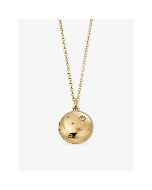 Astley Clarke Metallic Tiny Star Mini Biography 18Ct-Plated Sterling- And Lab-Grown Sapphire Locket Necklace
