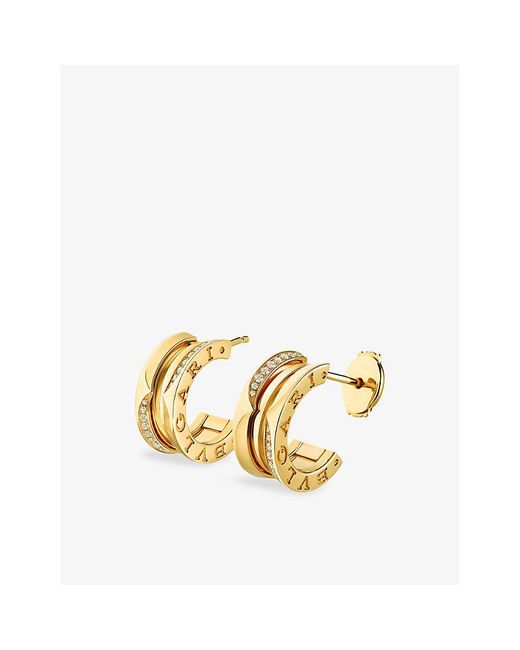 BVLGARI Metallic B.Zero1 18Ct- And Brilliant-Cut 0.22Ct Diamond Hoop Earrings
