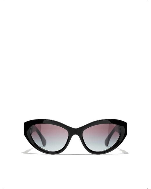 Chanel Black Ch5513 Cat Eye-frame Acetate Sunglasses