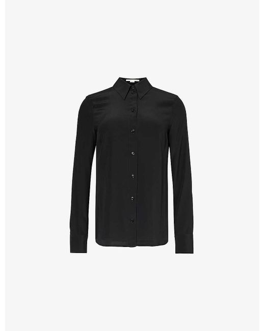 Stella McCartney Black Iconic Split-side Silk-crepe Shirt