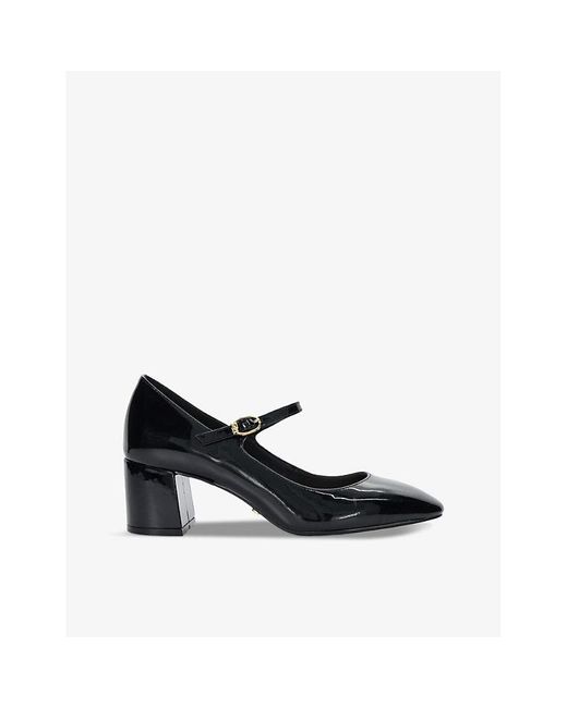 Dune Black Aleener Double-strap Heeled Faux-leather Mary Janes