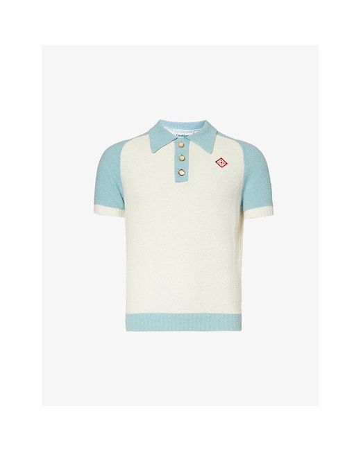 Casablancabrand Blue Logo-embroidered Cotton-blend Polo Shirt for men