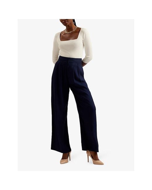 Ted Baker Blue Krissi Wide-leg High-rise Woven Trousers