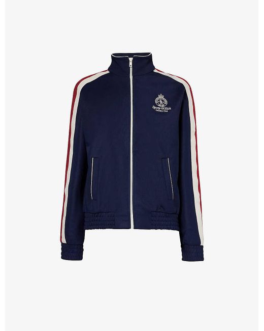 Sporty & Rich Blue Crown Brand-embroidered Woven Jacket