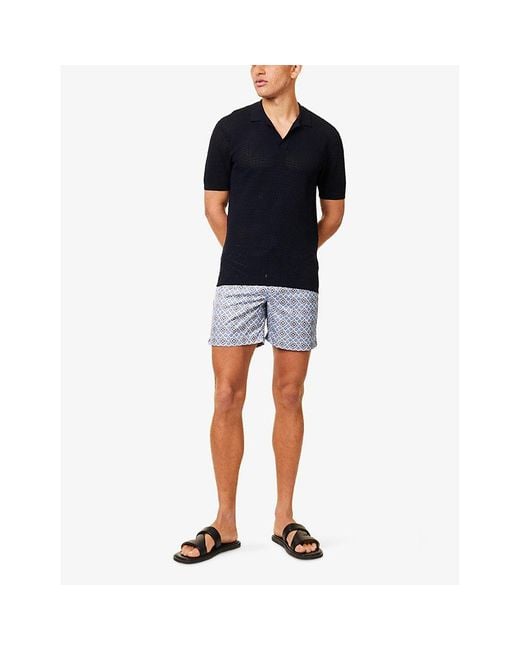 Orlebar Brown Blue Roddy Open Mesh-Stitch Woven Polo Shirt for men
