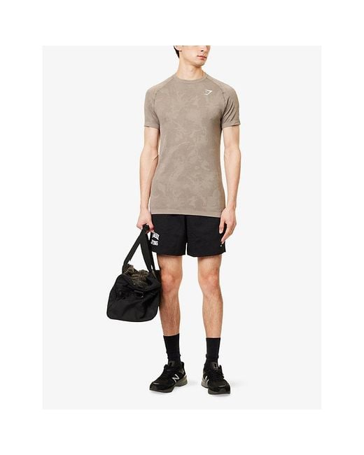 GYMSHARK Natural Geo Seamless Slim-Fit Mesh T-Shirt for men
