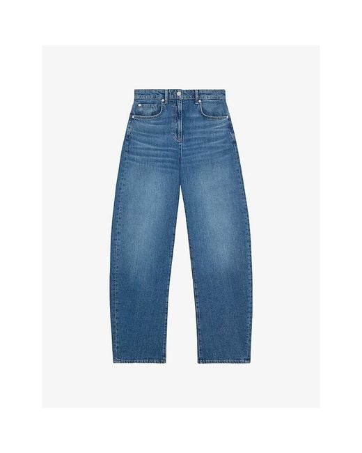 Reiss Blue Sabel Barrel-Leg Denim Jeans