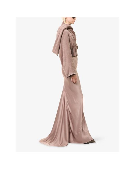 Rick Owens Pink Coda Ribbed-Panel Satin Maxi Skirt