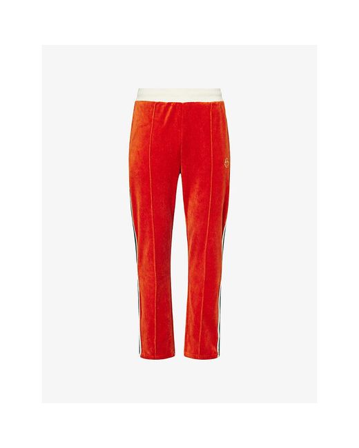 Sergio Tacchini Red Monte Side-Stripe Cotton-Velour Track Pants for men