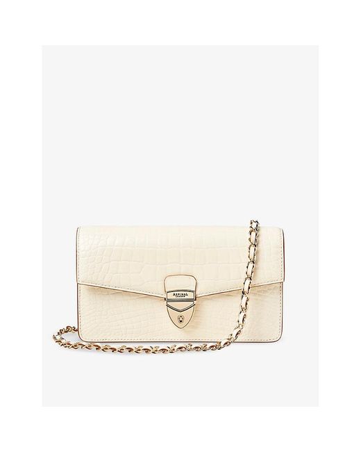 Aspinal Natural Mayfair Leather Clutch