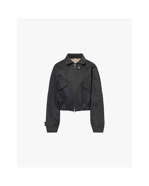 Victoria Beckham Black X Macintosh Cropped Cotton Bomber Jacket