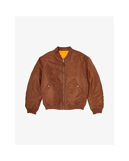 DIESEL Brown J-Held Logo-Embroidered Shell Bomber Jacket for men