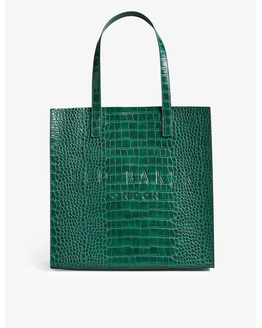 Ted Baker Green Croccon Faux-leather Shopper Tote Bag