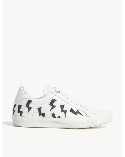 Zadig & Voltaire White Flash Lurex Lace-up Sneakers