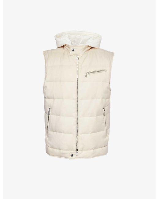Eleventy White Detachable-hood Quilted Cashmere And Silk-blend Down Gilet for men