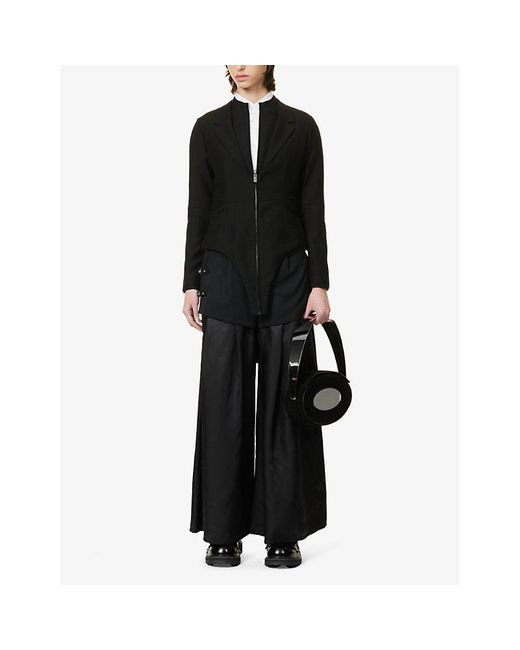 Noir Kei Ninomiya Black Zipped-cuff Regular-fit Wool-blend Jacket