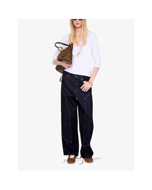 Zadig & Voltaire White Tuni Long-Sleeved Cotton-Jersey T-Shirt