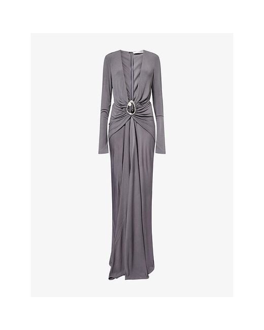 Christopher Esber Gray Orica Ruched Stretch-Woven Maxi Dress