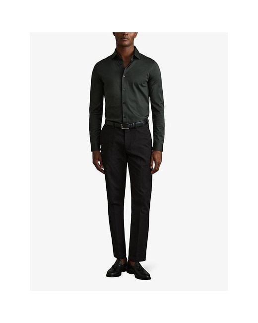 Reiss Black Long-Sleeved Cotton Shirt for men