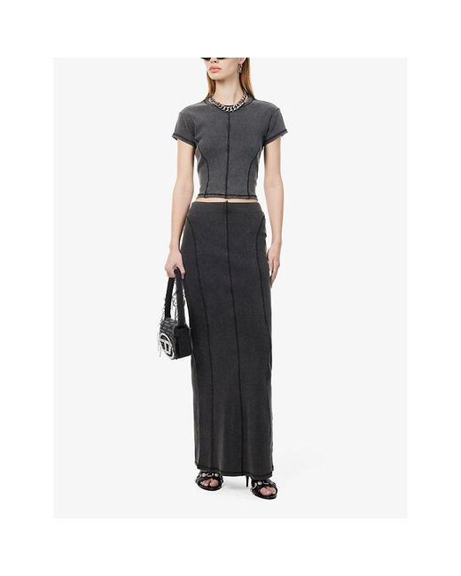 Daily Paper Black Nalia Ribbed High-rise Stretch-cotton Maxi Skirt