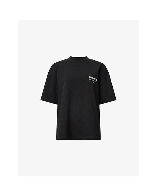 AllSaints Black Etta Branded-Print Cotton-Jersey T-Shirt