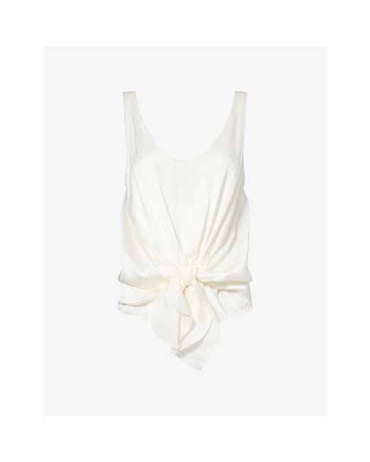 J.W. Anderson White Front-Knot Silk Top