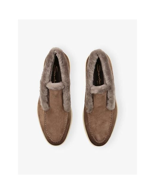 Santoni Brown Fortune Lined Suede Ankle Boots