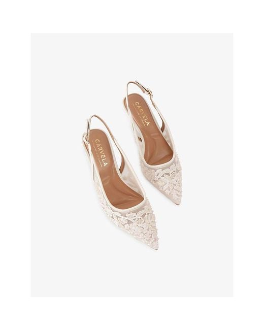 Carvela Kurt Geiger White Positano Low Lace Slingbacks
