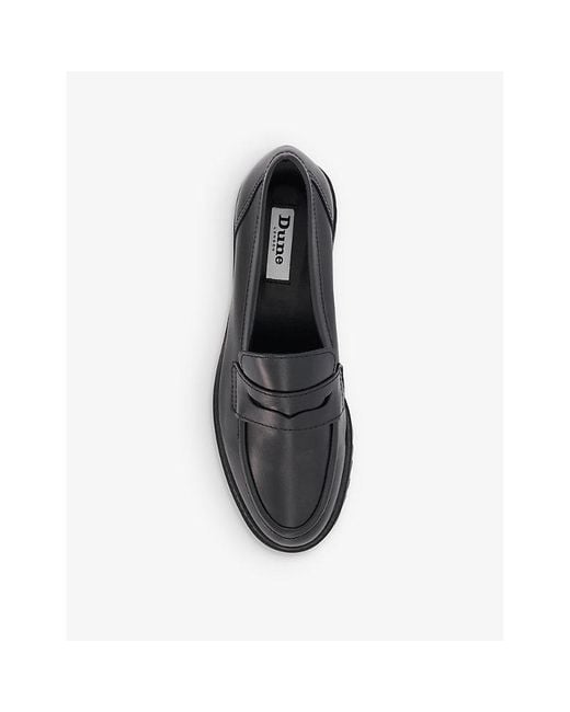 Dune Black Gild Cleated-Sole Leather Penny Loafer