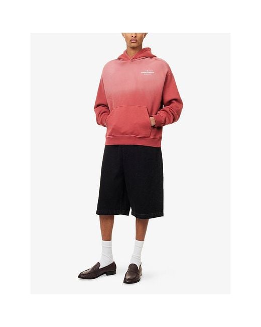 The Couture Club Red Spray-Wash Logo-Print Cotton Hoody for men