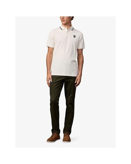 Hackett White Heritage Badge Classic-Fit Cotton-Piqué Polo Shirt for men