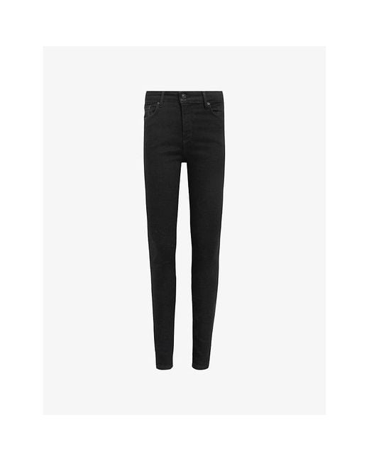 AllSaints Black Miller Sizeme Skinny-Leg High-Rise Cotton-Blend Stretch-Denim Jeans