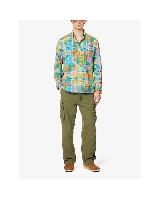 Polo Ralph Lauren Blue Floral And Check-pattern Cotton Shirt for men