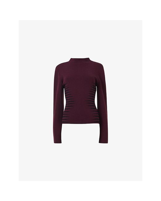 eem Purple Jacquard Slim-Fit Knitted Top