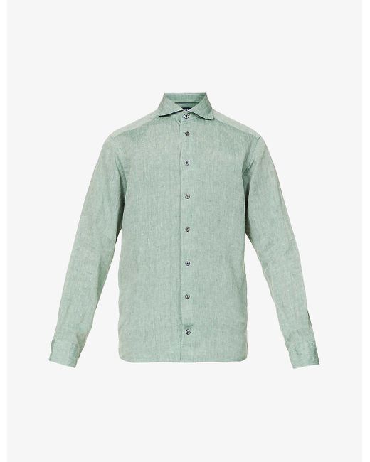 Eton Long-sleeved Slim-fit Linen Shirt 