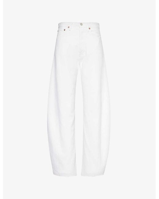 Agolde White Luna Pieced Wide-leg High-rise Recycled-cotton Jeans