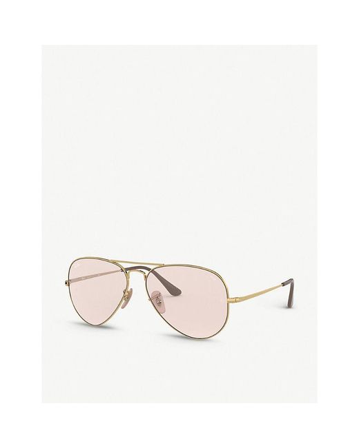 Ray-Ban Rb3689 Metal Aviator Sunglasses in Pink | Lyst