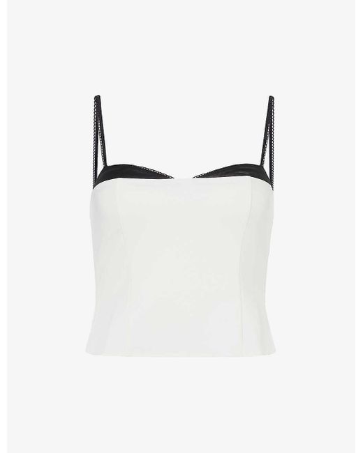 Reformation White Melanie Sweetheart-neck Stretch-woven Top