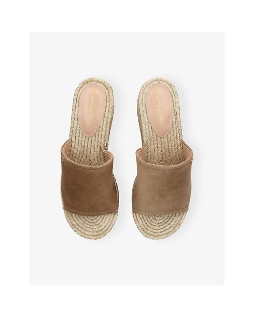 Gianvito Rossi Natural Logo-Embellished Suede Platform Wedges