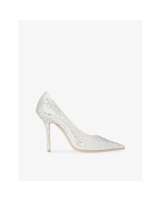 Jimmy Choo White Love 100 Satin Pumps