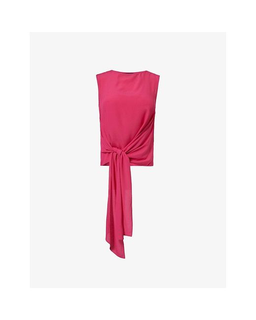 Weekend by Maxmara Pink Banjo Asymmetric Relaxed-fit Woven Top X