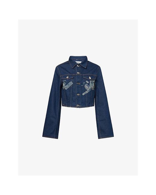 Jean Paul Gaultier Blue Printed Cropped Denim Jacket