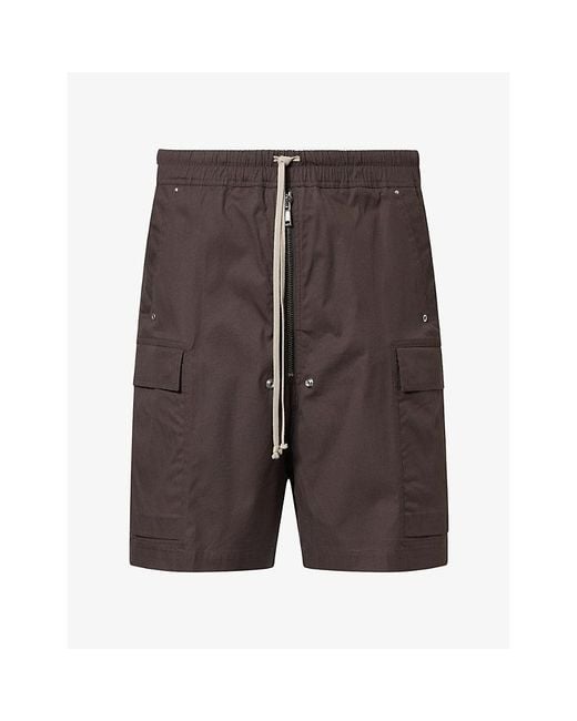 Rick Owens Gray Cargobela Patch-Pocket Cotton-Blend Shorts for men