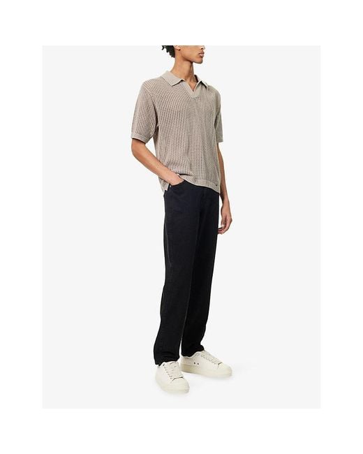 Represent Natural Beverly Open-Collar Cotton-Knit Polo Top for men