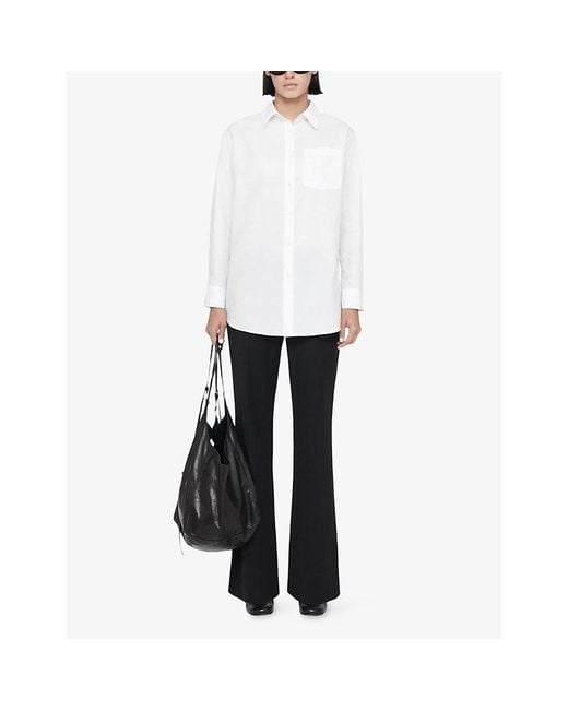 AllSaints White Kaia Relaxed-Fit Cotton-Poplin Shirt