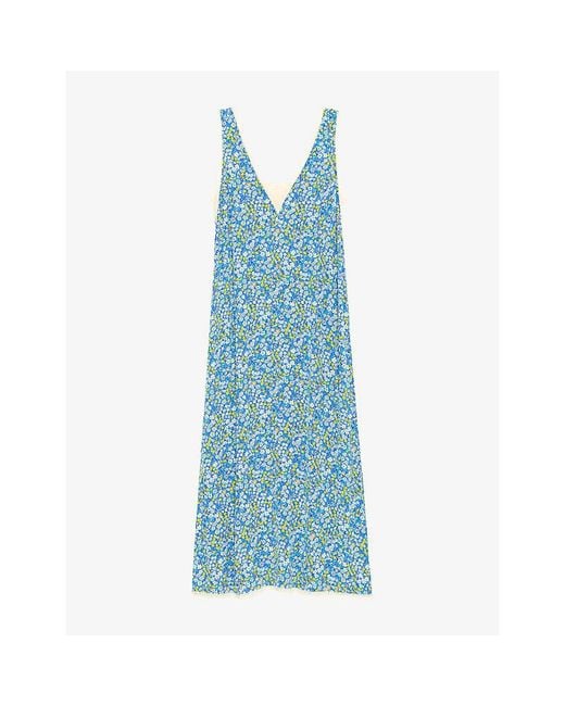 Zadig & Voltaire Blue Renzo Floral-Print Woven Midi Dress