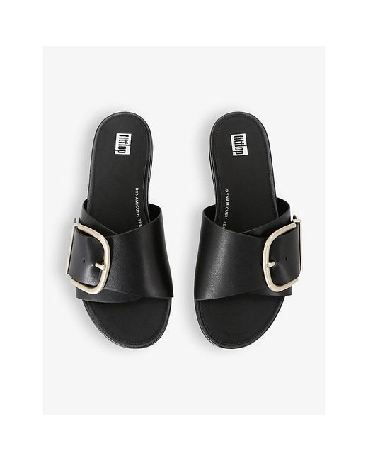 Fitflop Black Gracie Buck-embellished Leather Sandals