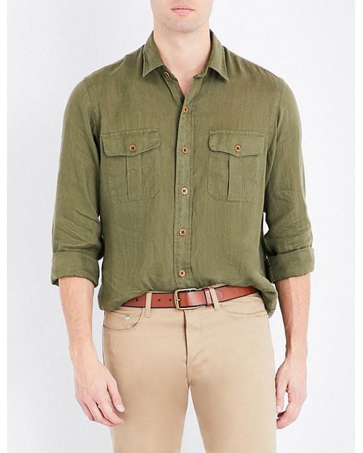 Polo Ralph Lauren Green Flap-pocket Regular-fit Linen Shirt for men